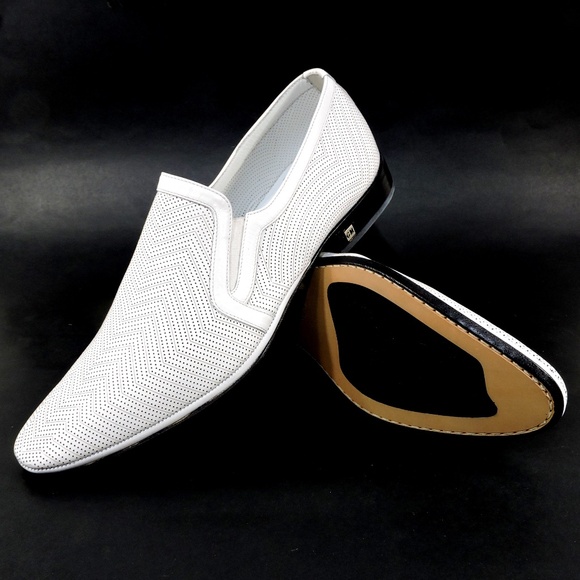 GOODMAN 🇮🇹 MEN'S WHITE LEATHER COMFORT SUMMER LOAFERS - Picture 5 of 6